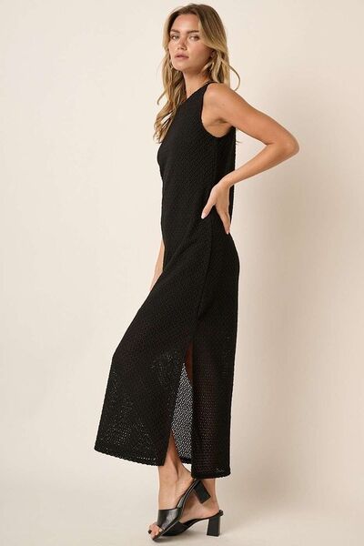 Mittoshop Side Slit Round Neck Sleeveless Dress OutfitFlow