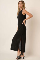 Mittoshop Side Slit Round Neck Sleeveless Dress OutfitFlow