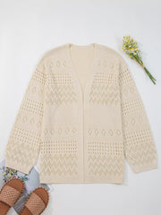 Hollowed Knit Open Front Cardigan OutfitFlow