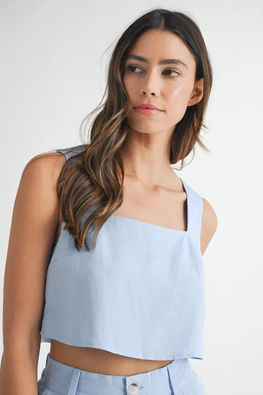 MABLE Sleeveless Crop Top and Shorts Set OutfitFlow