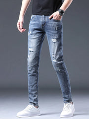 Men's Distressed Slim Fit Ripped Jeans OutfitFlow
