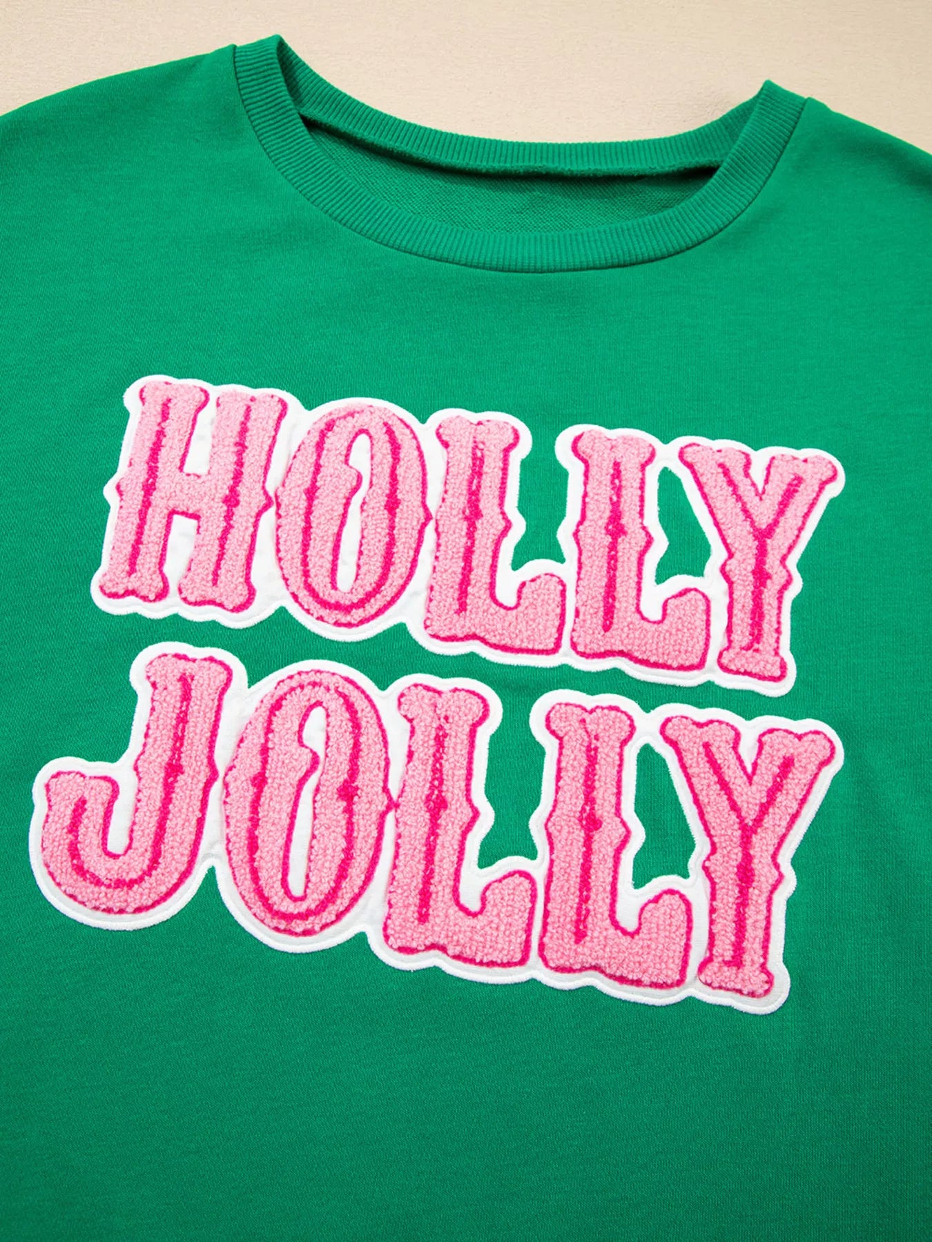 HOLLY JOLLY Towel Embroidered Christmas Holiday Sweatshirt OutfitFlow