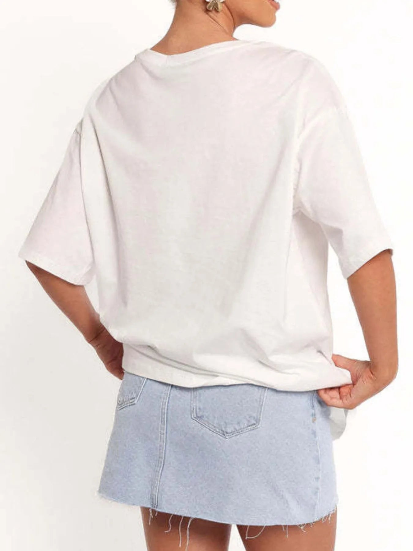 Graphic Round Neck Short Sleeve T-Shirt OutfitFlow
