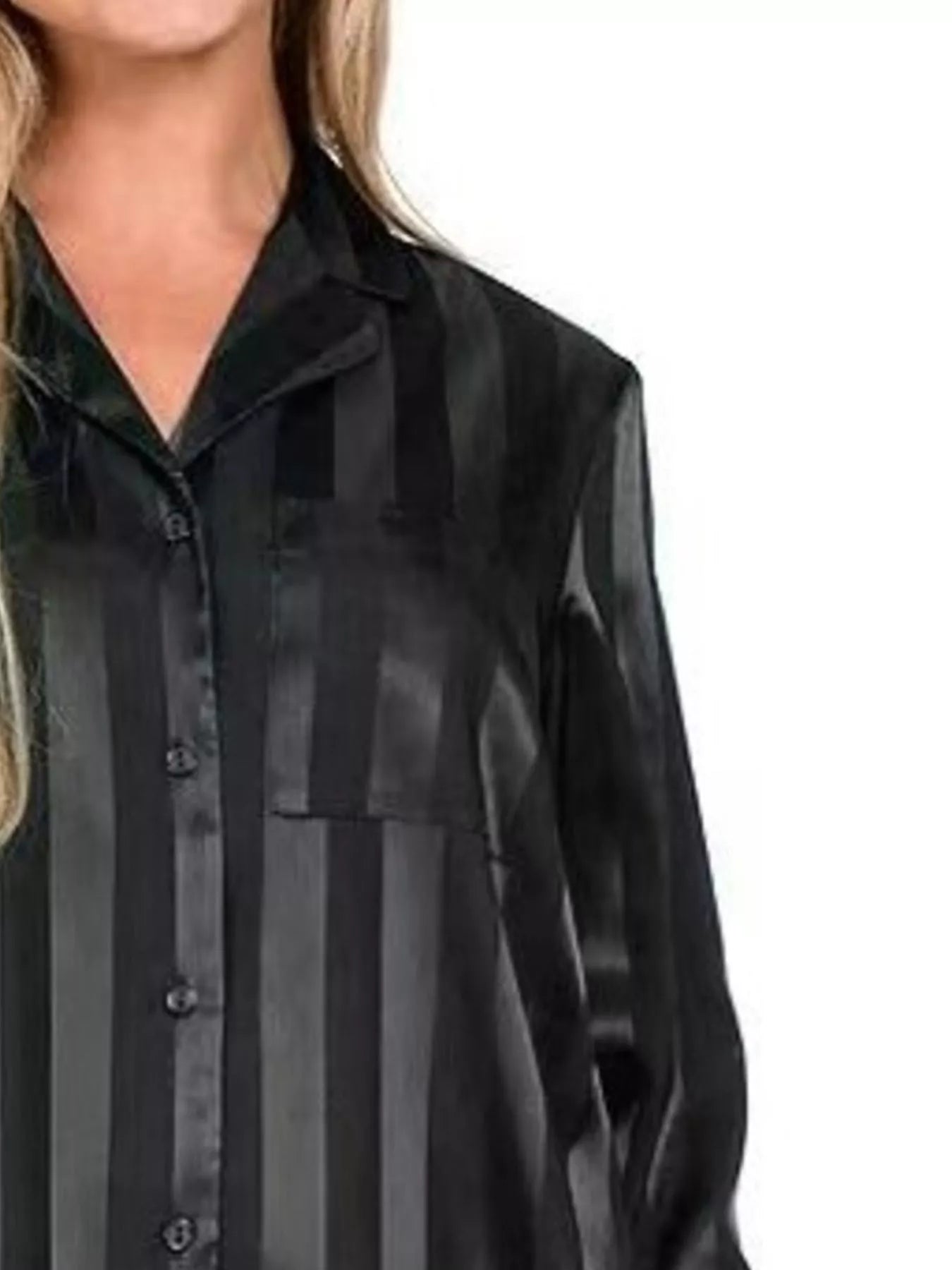 Striped Feather Trim Shirt and Shorts Lounge Set OutfitFlow