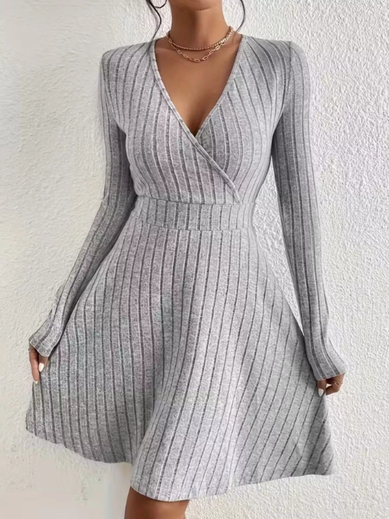 Ribbed Knit Wrap Mini Dress OutfitFlow