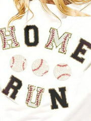 BiBi Baseballs Homerun Letter Washed Short Sleeve Top OutfitFlow