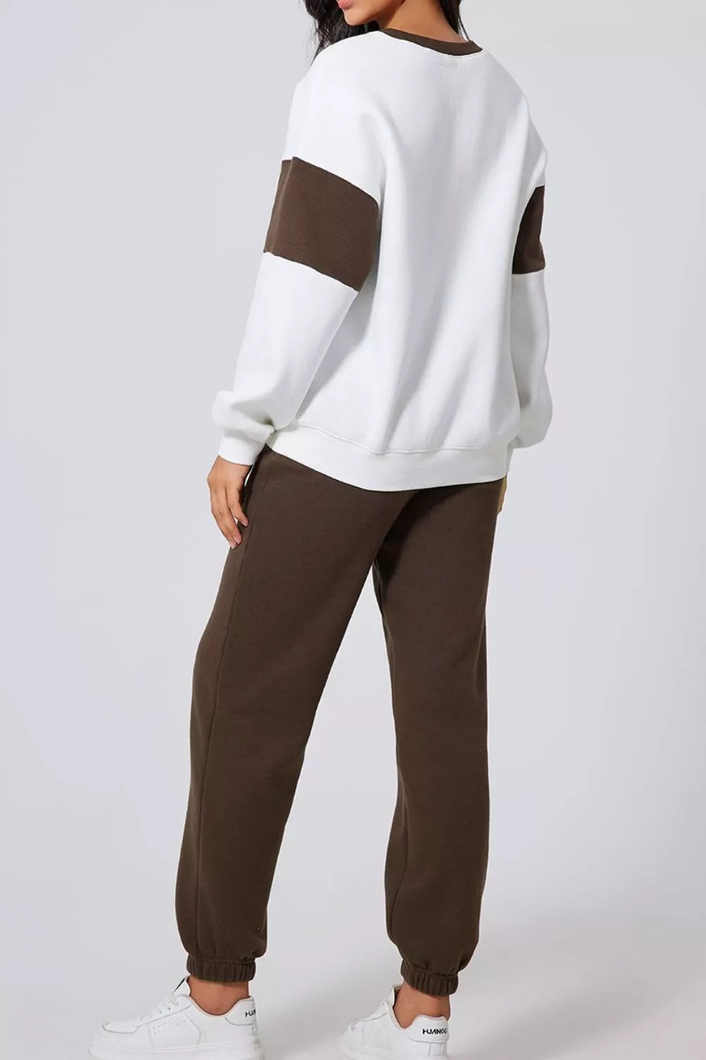 Drop Shoulder Loose Sweatshirt and Joggers Active Set OutfitFlow