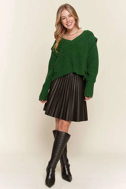 ADORA Ruffle Detail Adorable Sweater OutfitFlow