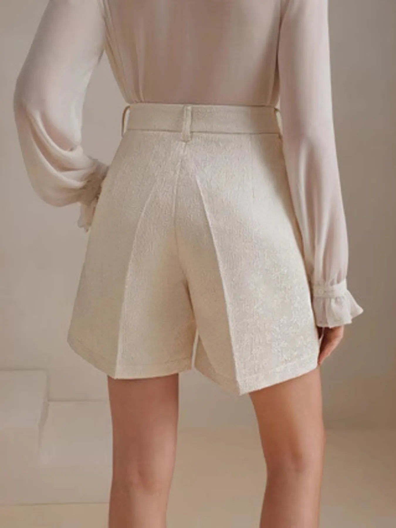High-Waist Textured Shorts OutfitFlow