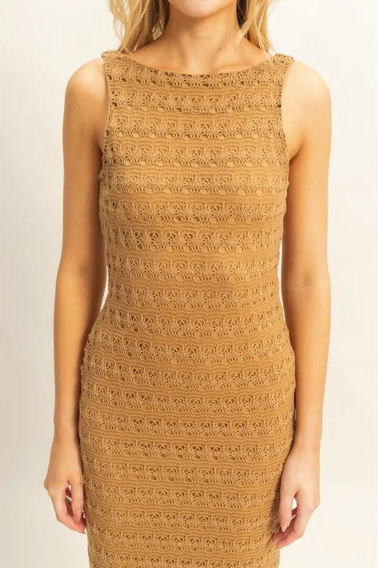HYFVE Sleeveless Crochet Open Back Maxi Dress OutfitFlow