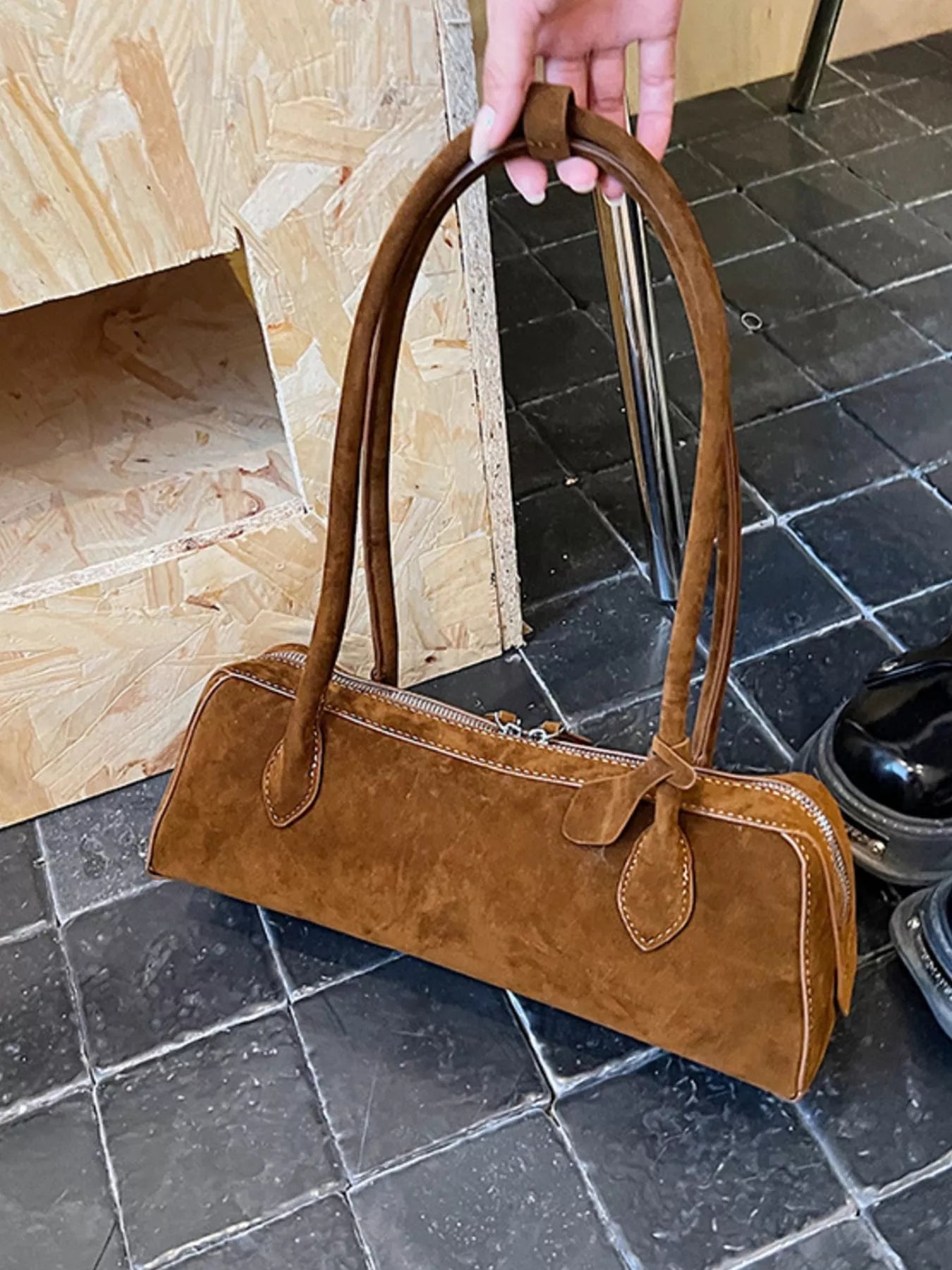 Solid Color Shoulder Bag Trendsi