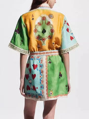 Printed Tie Waist Shirt Dress OutfitFlow