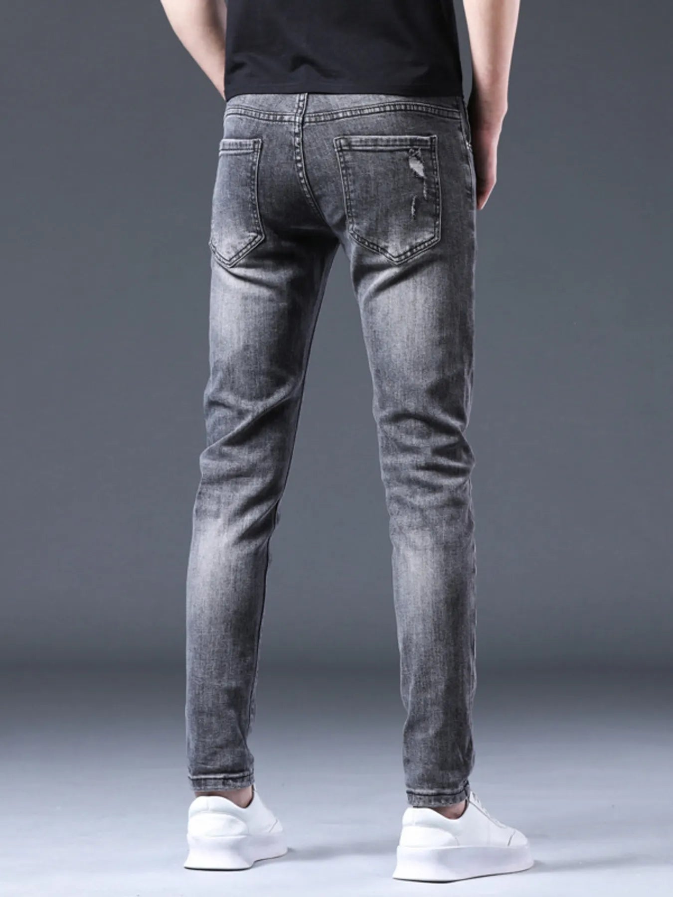 Men's Distressed Slim Fit Ripped Jeans OutfitFlow