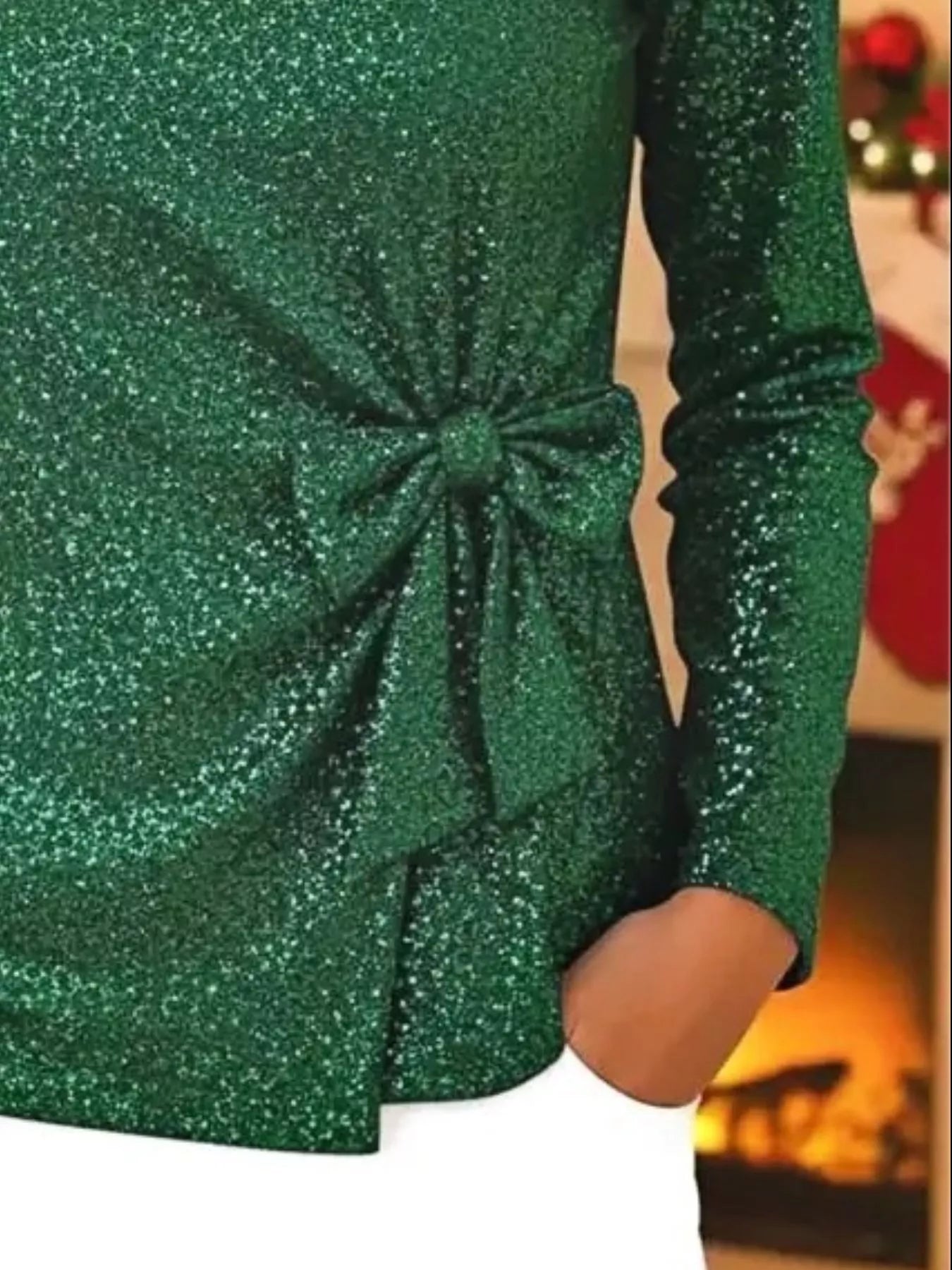 Full Size Sequin Bow-Knot Long Sleeve Top Plus Size OutfitFlow
