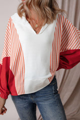 Outfit Flow - Striped Johnny Collar Long Sleeve Sweatshirt