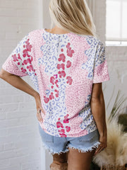 Leopard Print V-Neck Casual Blouse OutfitFlow