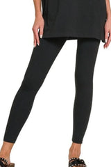 Zenana Cotton Round Neck Top & Legging Set OutfitFlow