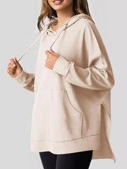High-Low Hoodie with Kangaroo Pocket OutfitFlow
