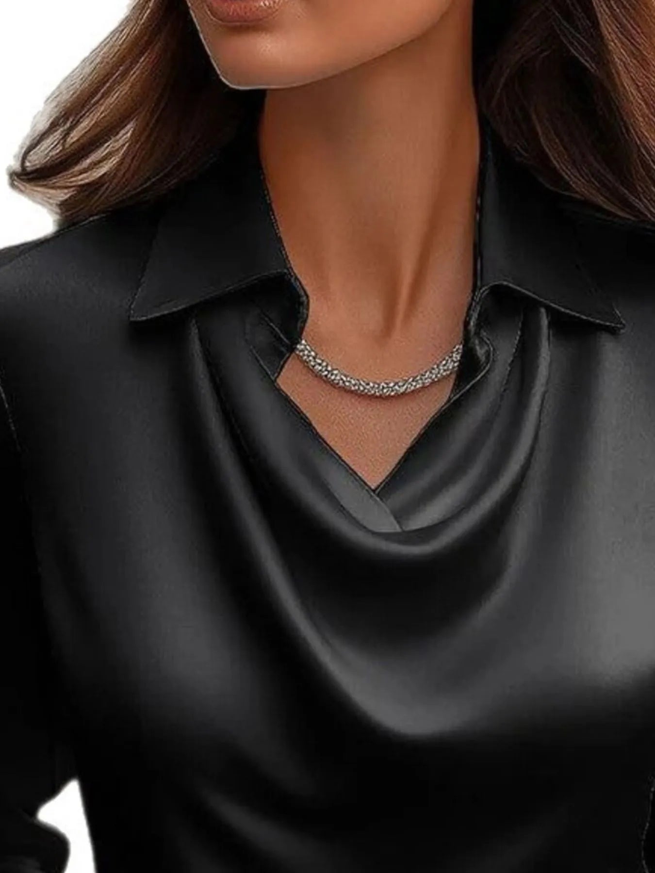 Full Size Collared Neck Long Sleeve Blouse Plus Size OutfitFlow