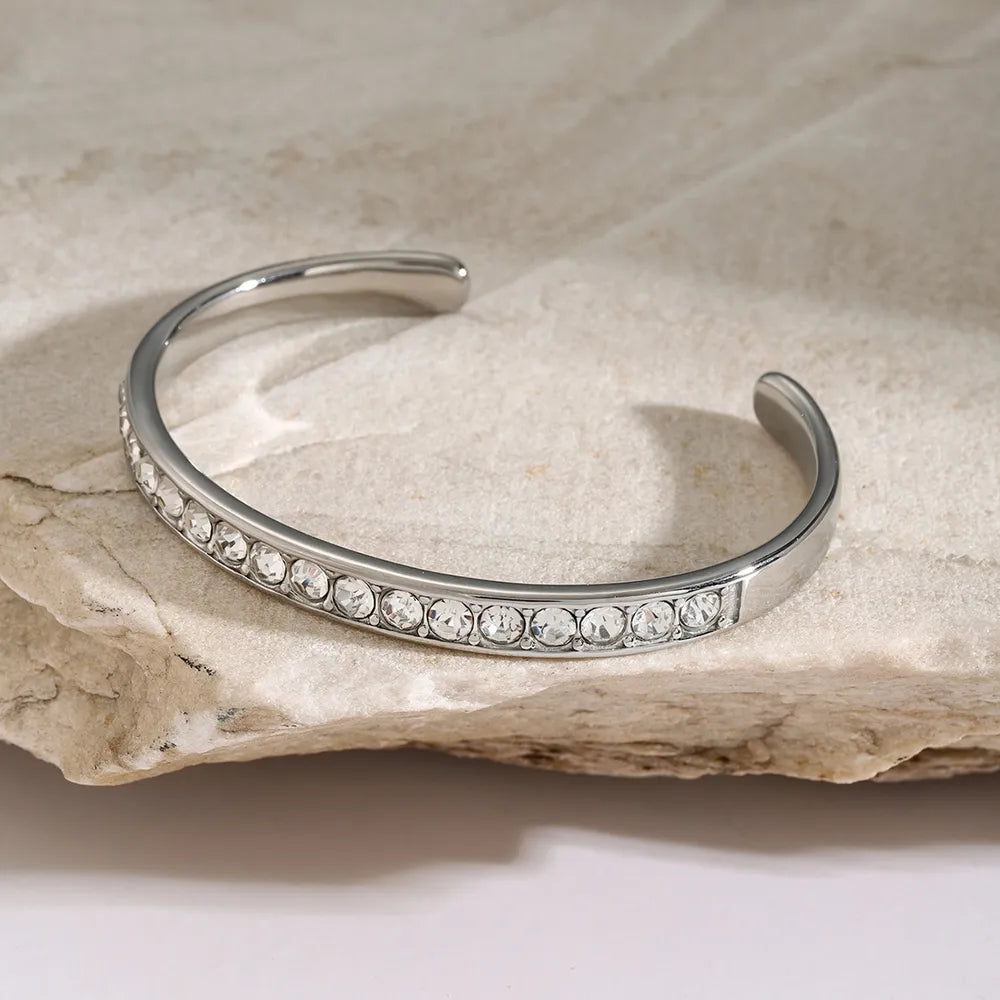 Stainless Steel Inlaid Zircon Bracelet OutfitFlow