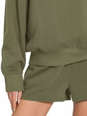 Zenana Fleece Long Sleeve Sweatshirts & Shorts Set OutfitFlow