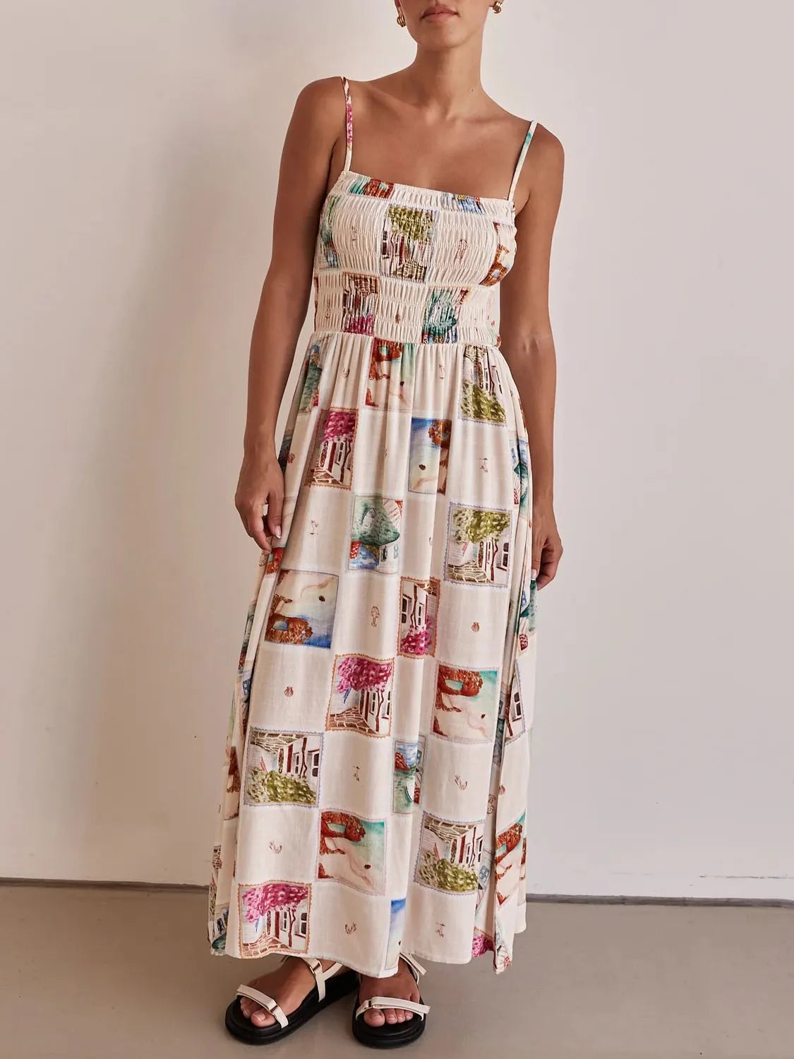 Smocked Square Neck Cami Dress OutfitFlow