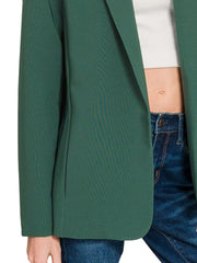 Zenana Woven Long Sleeve Blazer With Lining OutfitFlow