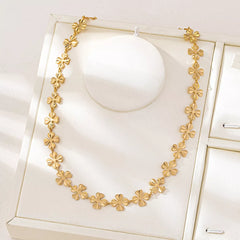 18K Gold-Plated Alloy Flower Chain Necklace OutfitFlow