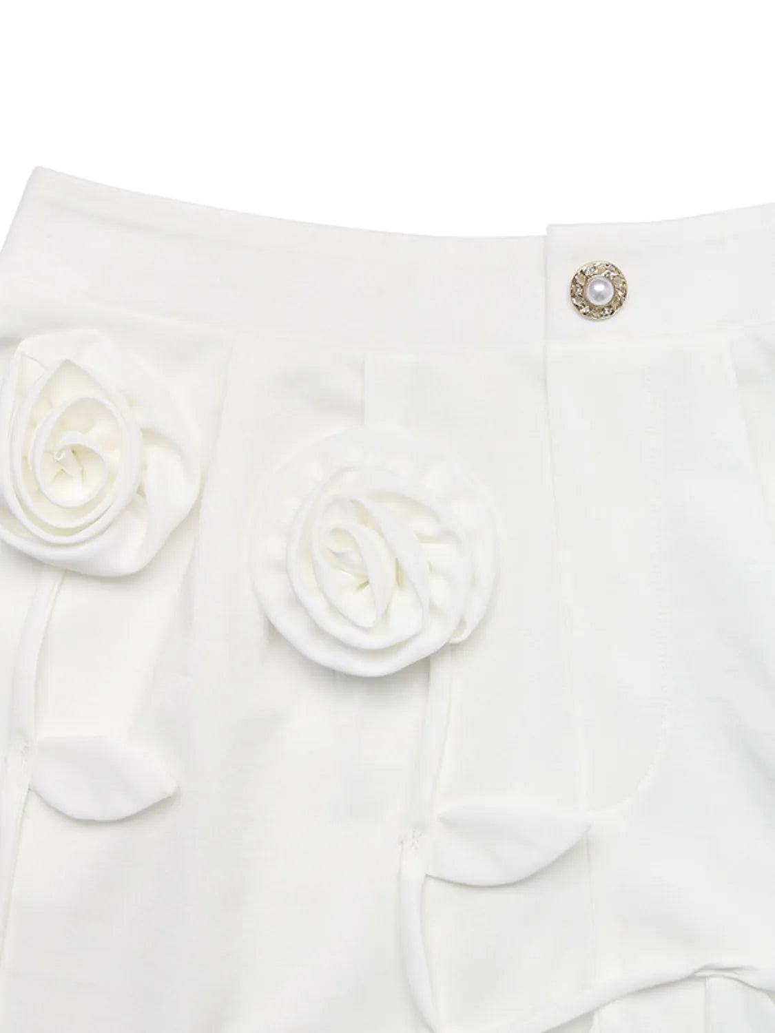 3D Flower Applique High-Waisted Shorts OutfitFlow