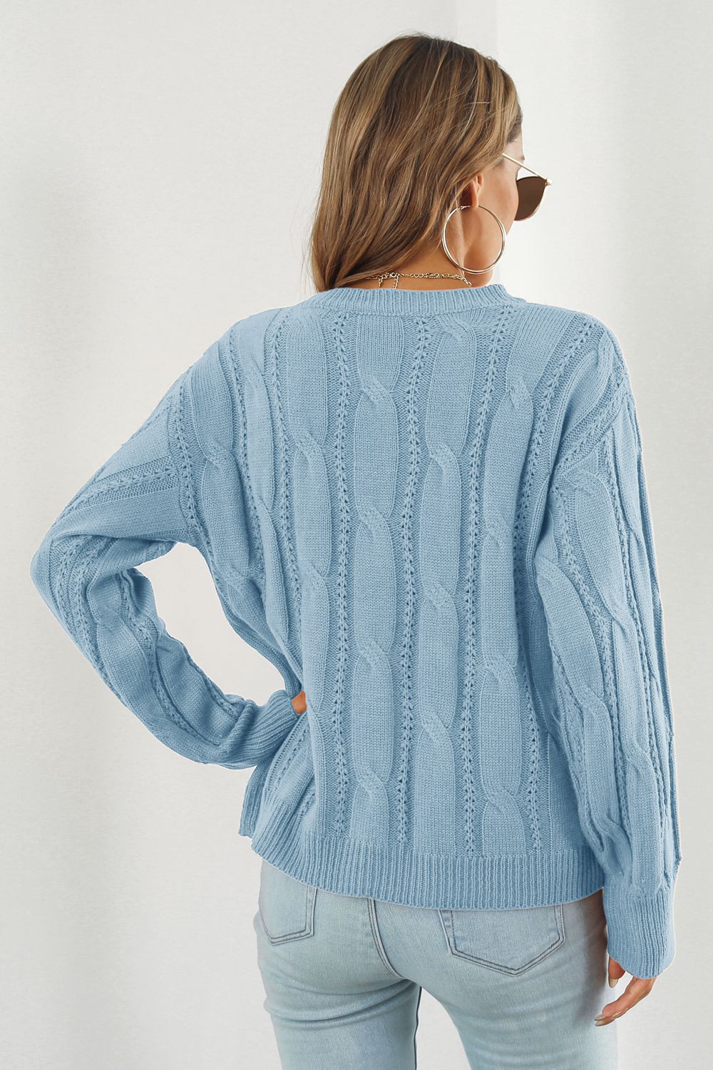 Round Neck Long Sleeve Sweater OutfitFlow
