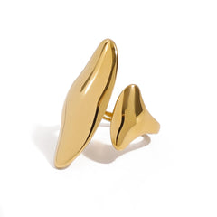Stainless Steel Abstract Double Leaf Ring OutfitFlow