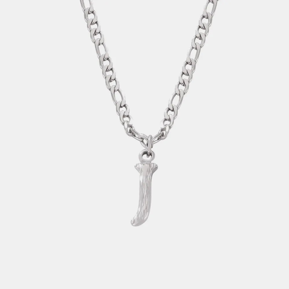 Titanium Steel Letter Pendant Necklace Style J One Size OutfitFlow