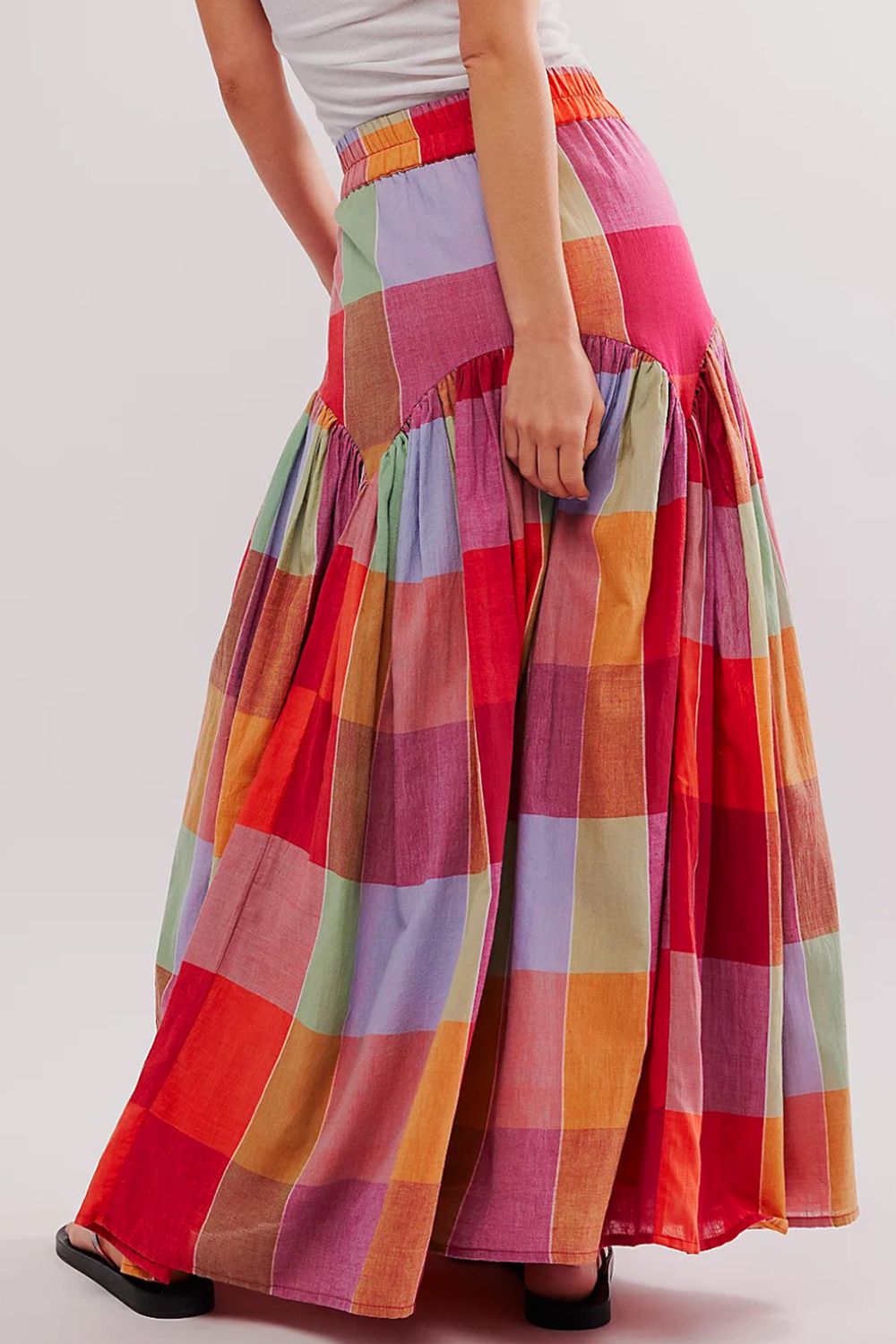 Outfit Flow - Color Block Elastic Waist Maxi Skirt