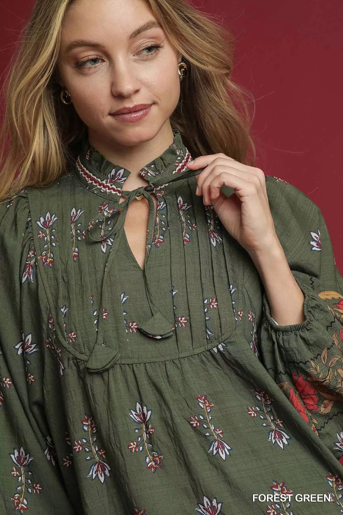 Umgee Floral Boho Peasant Blouse OutfitFlow