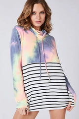 BiBi Tie Dye French Terry Cowl Neck Top OutfitFlow