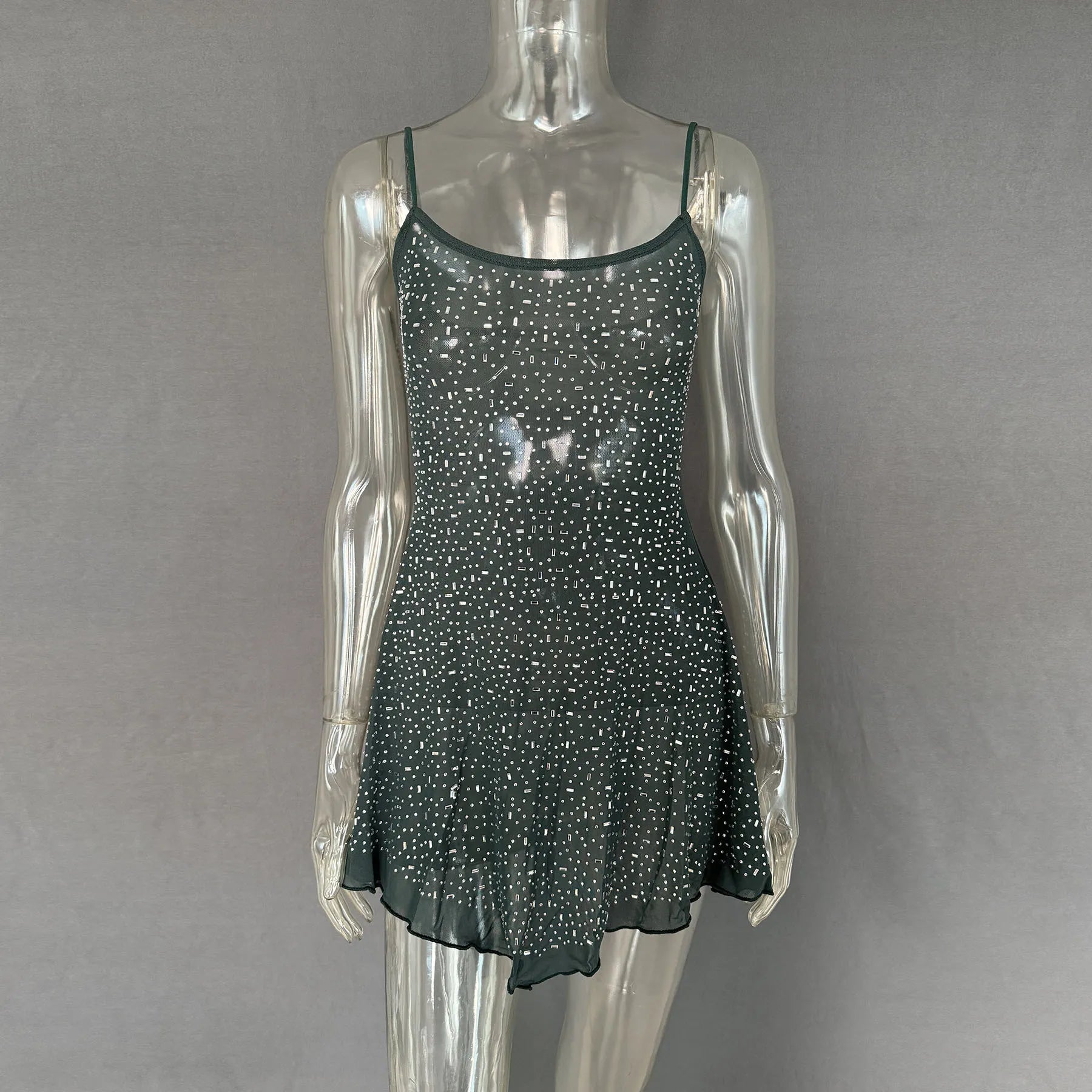 Rhinestone Decor Mini Cami Dress OutfitFlow