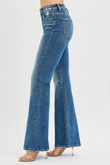 RISEN Full Size Tummy Control High Rise Flare Jeans Plus Size Trendsi