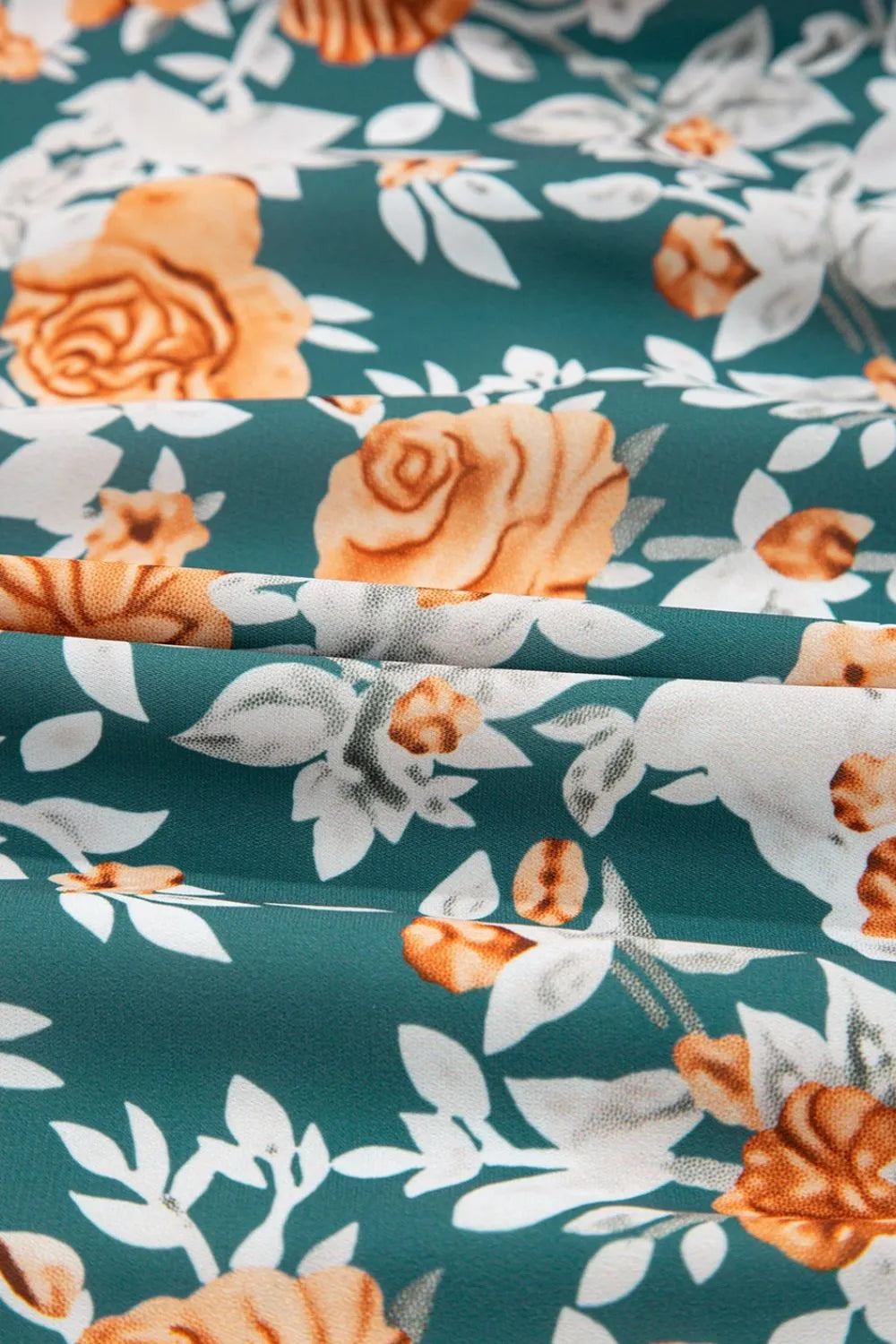 Floral Print Trimmed V Neck Tie Waist Sleeveless Dress OutfitFlow