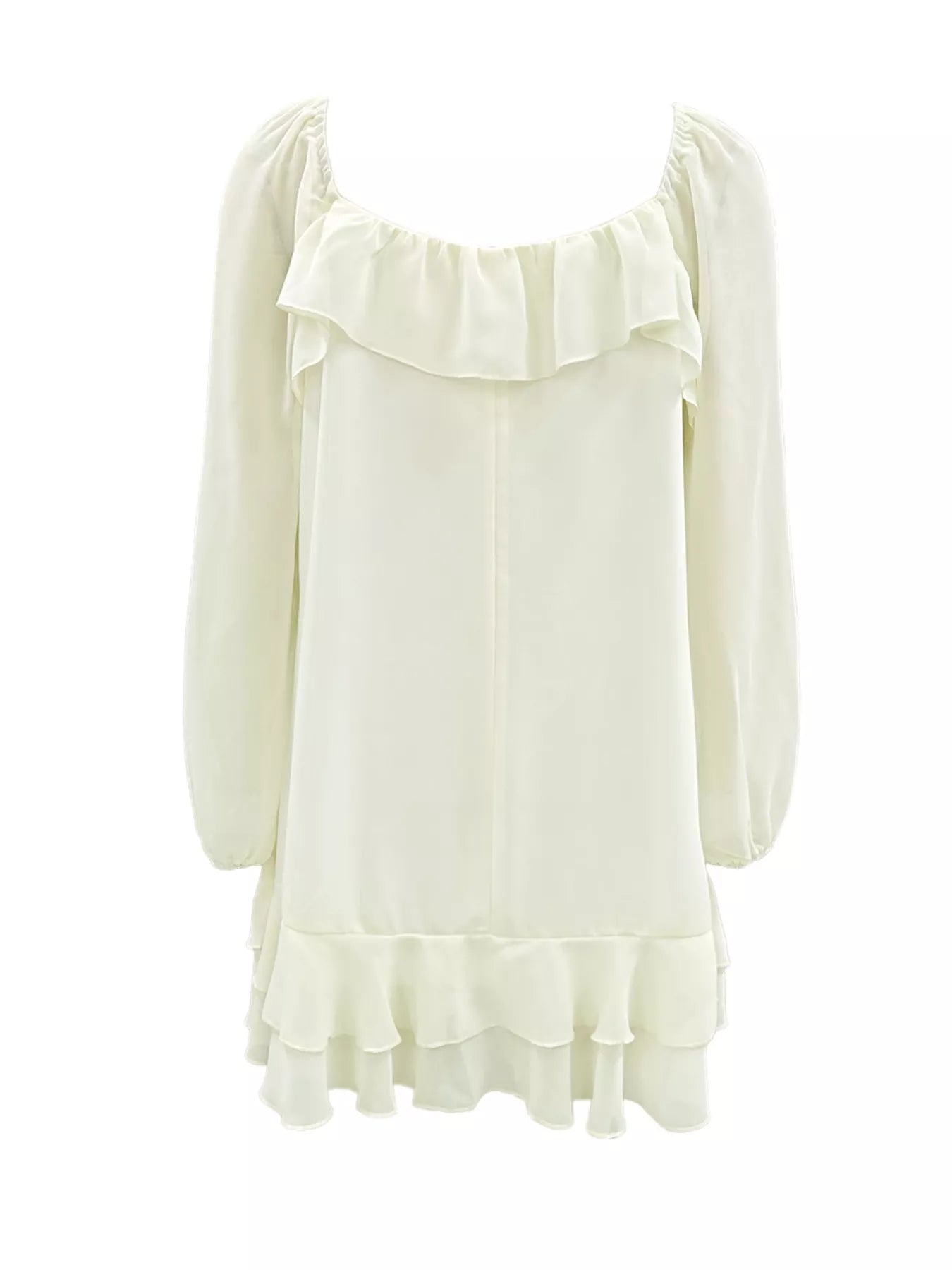 Ruffle Trimmed Long Sleeve Mini Dress OutfitFlow