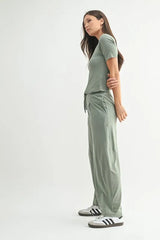 MONO B Vintage Ease Pima Cotton Tee and Pants Set OutfitFlow