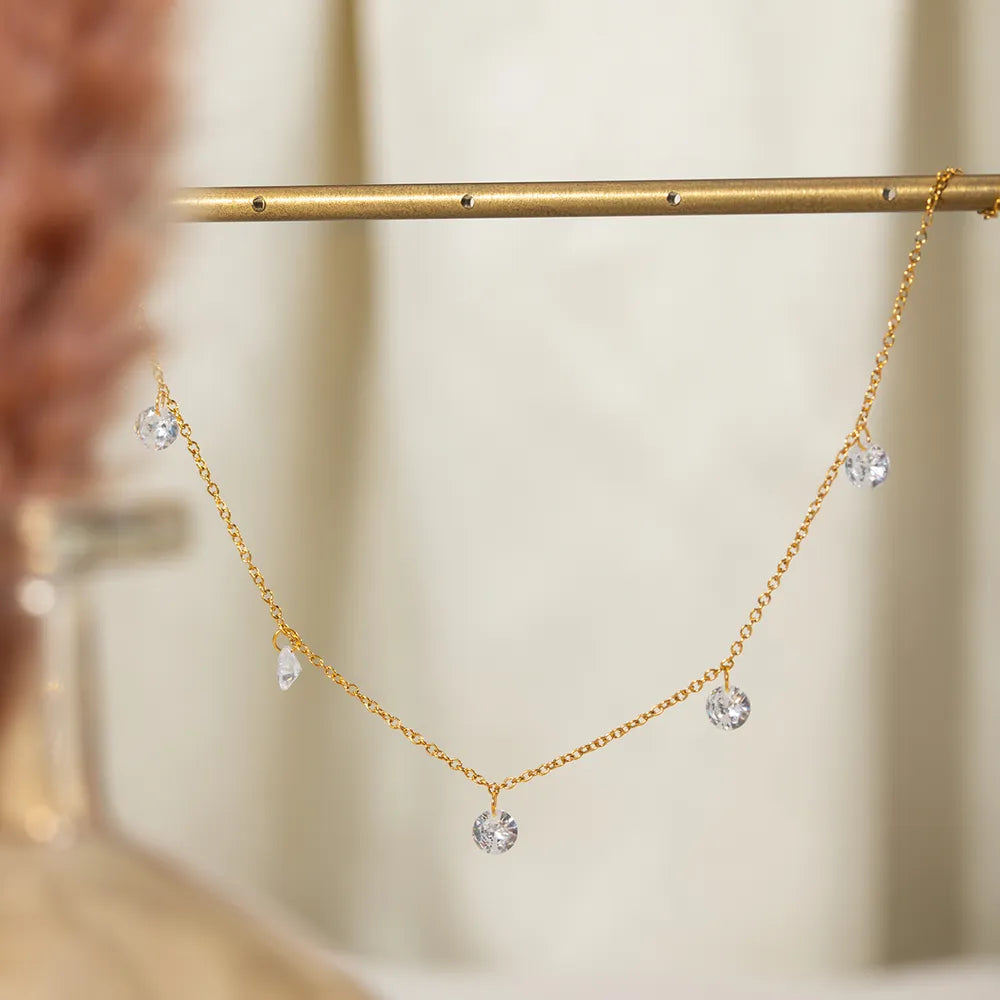 Stainless Steel Rhinestone Charm Necklace OutfitFlow