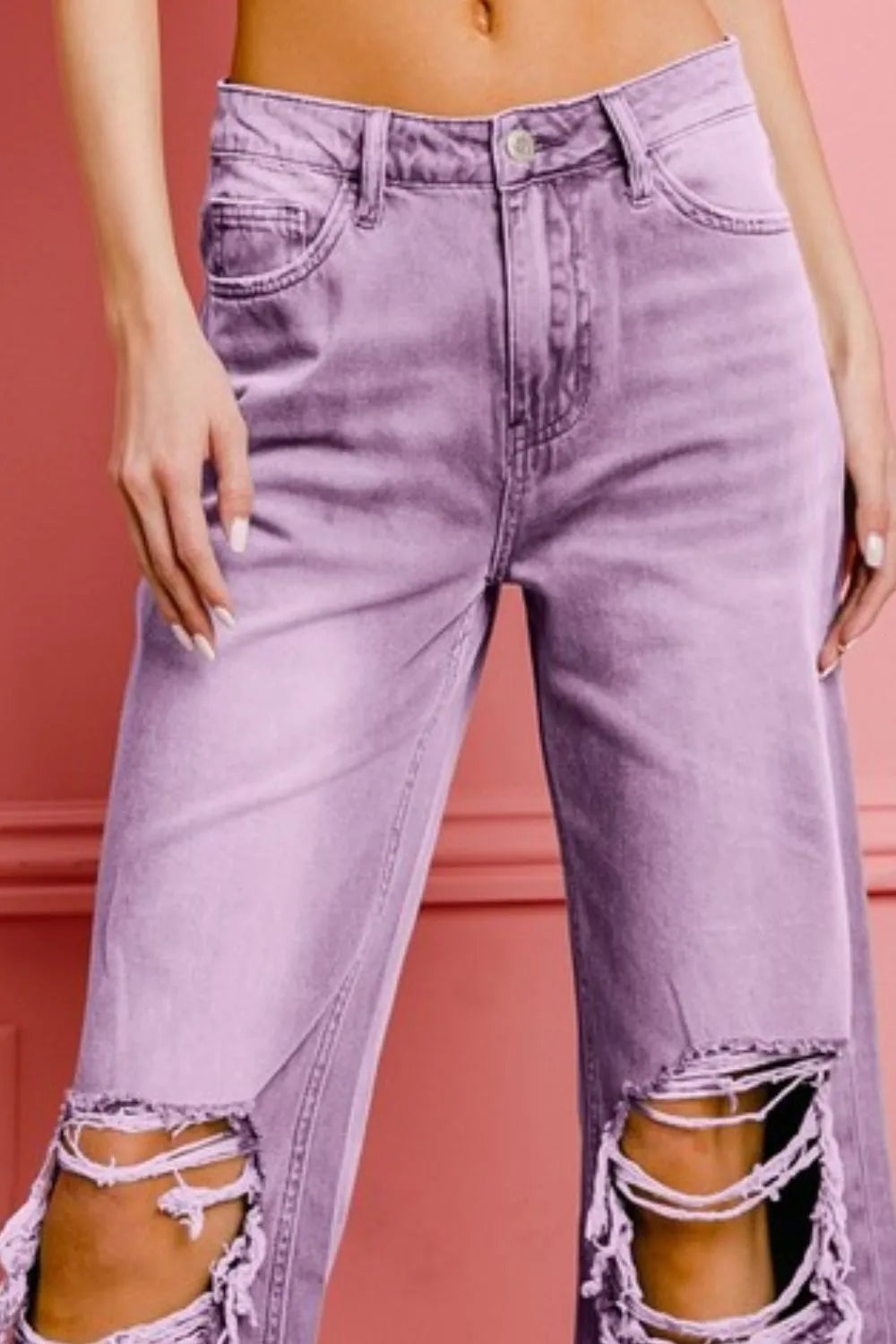 BiBi Distressed Vintage Washed Wide Leg Pants OutfitFlow