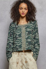 POL Camouflage Print Long Sleeve Top OutfitFlow
