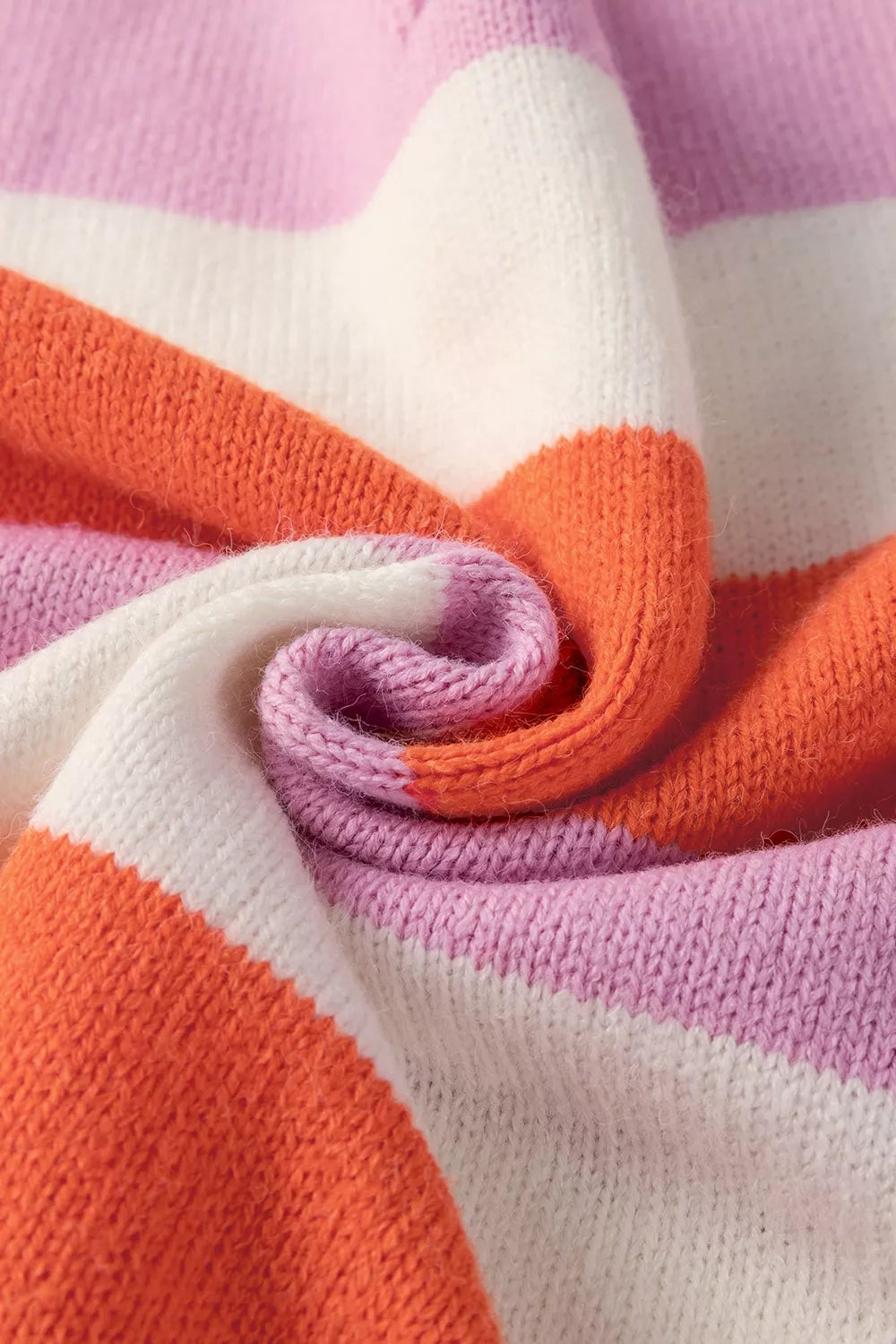 V-Neck Striped Color Block Knit Top OutfitFlow