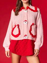 Christmas Santa Cable Knit Cardigan OutfitFlow
