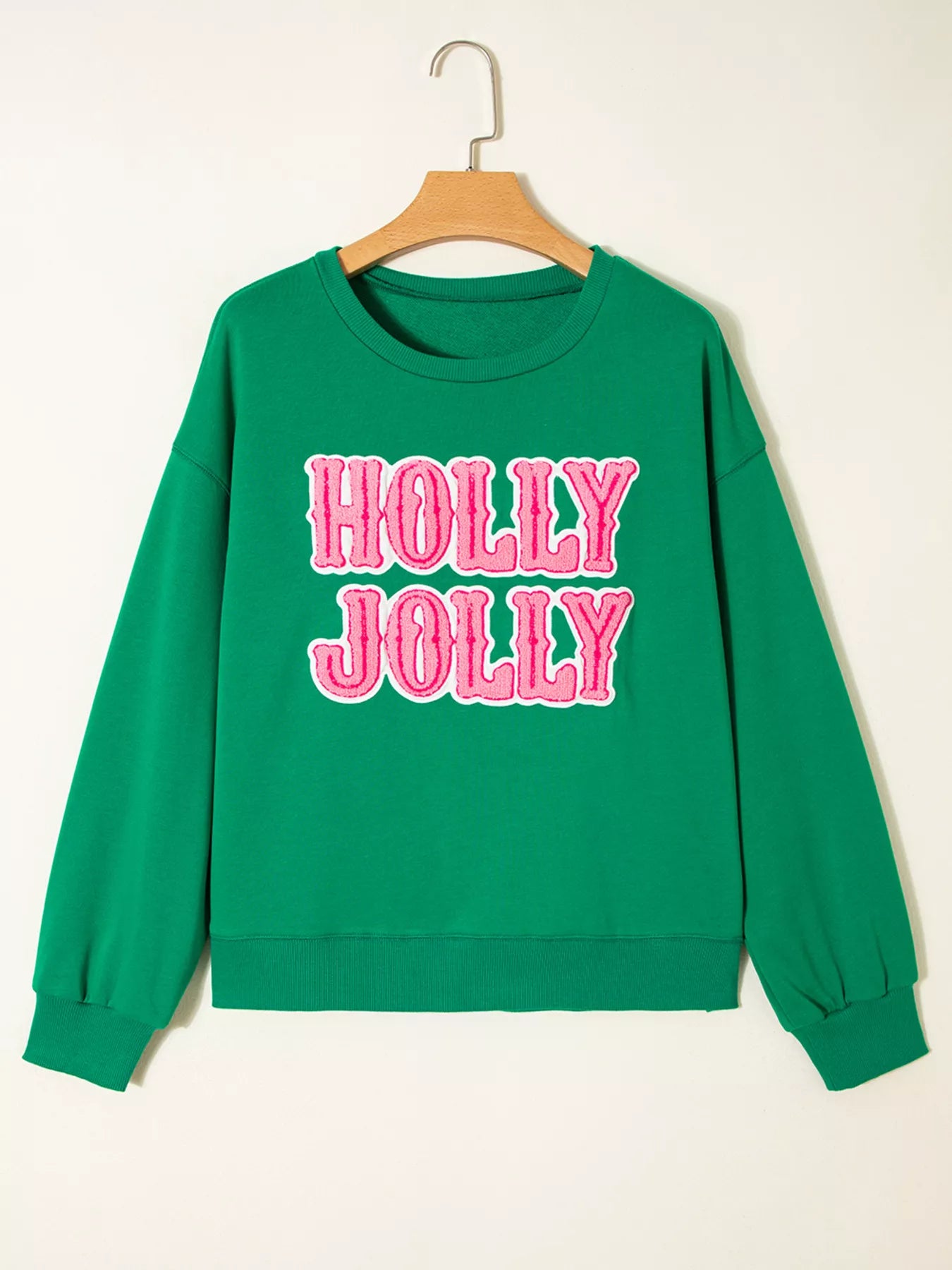 HOLLY JOLLY Towel Embroidered Christmas Holiday Sweatshirt OutfitFlow