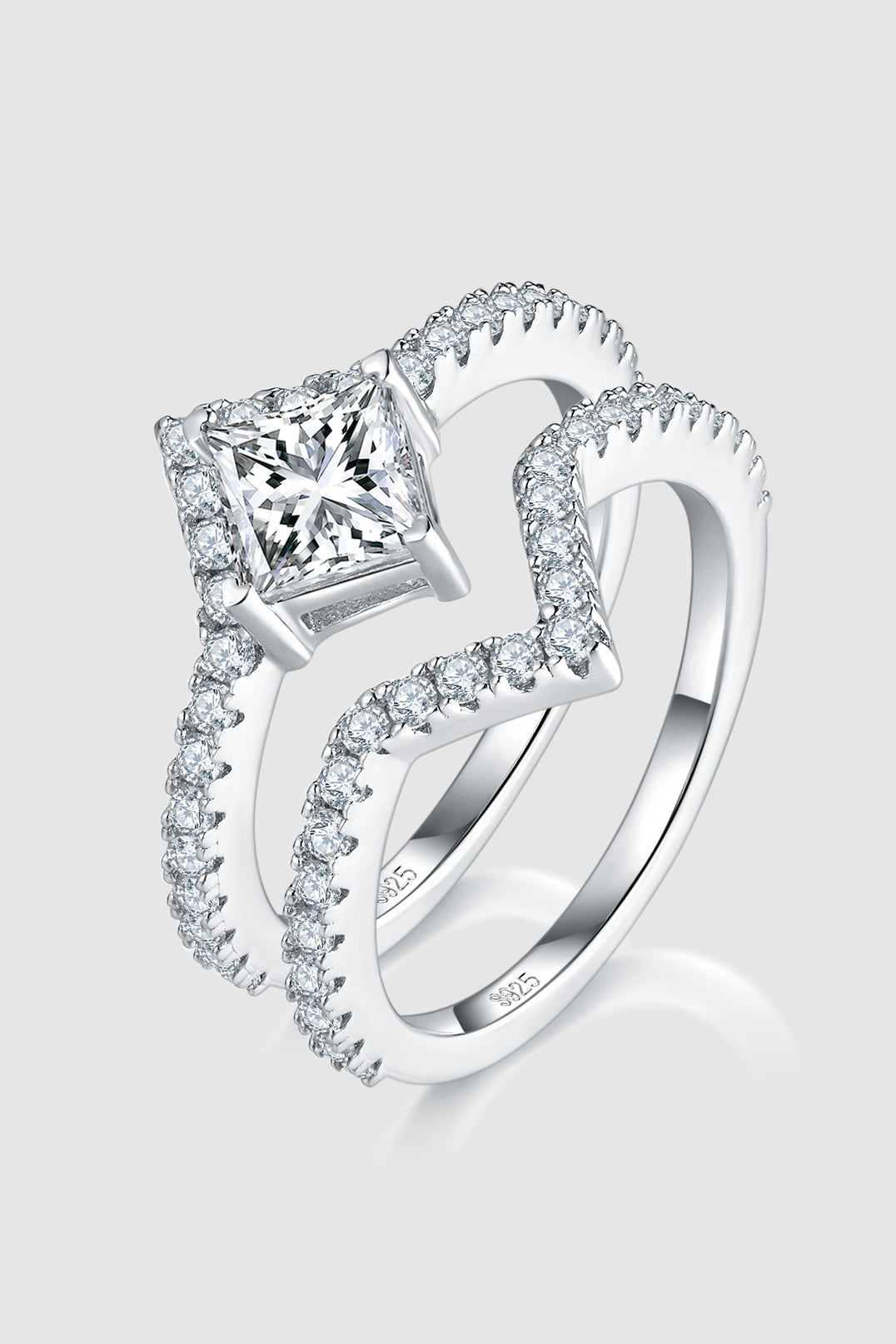 Outfit Flow - 1 Carat Moissanite 925 Sterling Silver Double Layered Ring