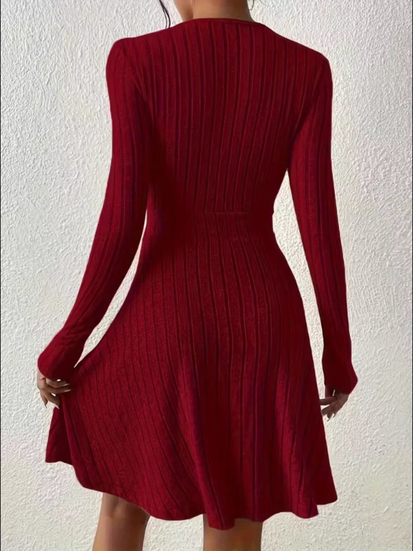 Ribbed Knit Wrap Mini Dress OutfitFlow
