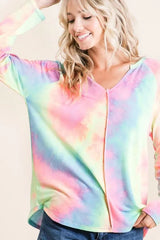 BiBi Long Sleeve Tie-Dye Terry T-Shirt OutfitFlow