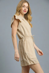 Umgee Luxeknit Ruffle Sleeve Drawstring Mini Dress OutfitFlow